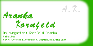 aranka kornfeld business card
